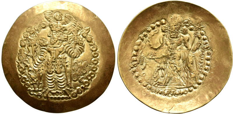 KUSHANO-SASANIANS. Bahram III (Kidara), circa 350-?. Dinar (Electrum, 35 mm, 7.4...