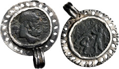 THRACE. Hadrianopolis. Pseudo-autonomous issue. Assarion (Bronze, 28 mm, 4.61 g, 8 h), time of Commodus (?), 180-192. TON KTICTHN Bearded head of Hera...