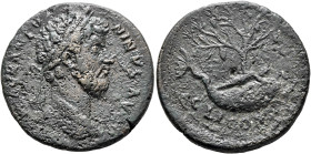 CORINTHIA. Corinth. Marcus Aurelius, 161-180. Diassarion (Bronze, 26 mm, 10.16 g, 12 h). M AVR ANTONINVS AVG Laureate head of Marcus Aurelius to right...