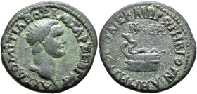 BITHYNIA. Nicomedia. Domitian, 81-96. Assarion (Bronze, 23 mm, 6.35 g, 6 h). ΑΥΤ ΔΟΜΙΤΙΑΝΟΣ ΚΑΙΣΑΡ ΣΕΒ ΓΕΡ Radiate head of Domitian to right. Rev. Η Μ...