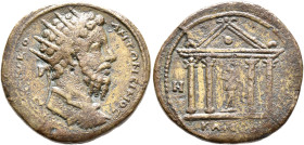 BITHYNIA. Nicaea. Commodus, 177-192. Triassarion (Bronze, 28 mm, 13.17 g, 1 h). [Α Κ Μ ΑVΡ] Κο ΑΝΤΩΝΕΙΝΟϹ Radiate and cuirassed bust of Commodus to ri...