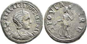 BITHYNIA. Prusa ad Olympum. Orbiana, Augusta, 225-227. Tetrassarion (Bronze, 27 mm, 11.92 g, 1 h). Γ•CЄΙ•ЄΡЄ•CΑΛ•BAP OPBIANA AYΓ Diademed and draped b...