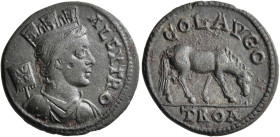 TROAS. Alexandria Troas. Pseudo-autonomous issue. 'As' (Bronze, 22 mm, 4.41 g, 6 h), time of Valerian I and Gallienus, 253-268. ALEX TRO Turreted and ...