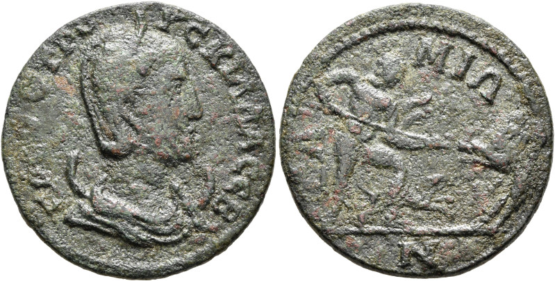 ISLANDS OFF IONIA, Samos. Herennia Etruscilla, Augusta, 249-251. Tetrassarion (B...