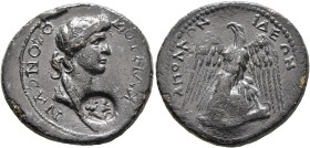 LYDIA. Apollonis. Pseudo-autonomous issue. Diassarion (Orichalcum, 26 mm, 7.49 g, 1 h), late 1st-early 2nd centuries AD. ΘΕΟΝ ϹΥΝΚΛΗΤΟΝ Draped bust of...