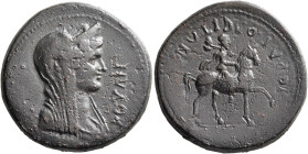 PHRYGIA. Hierapolis. Pseudo-autonomous issue. Triassarion (Bronze, 26 mm, 11.27 g, 12 h), 1st-2nd century AD. ΒΟΥΛΗ Veiled and draped bust of Boule to...