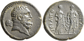 PHRYGIA. Hierapolis. Pseudo-autonomous issue. Diassarion (Bronze, 23 mm, 8.53 g, 1 h), time of Septimius Severus, 193-211. Bearded head of Herakles to...