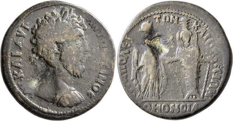 PHRYGIA. Hierapolis. Marcus Aurelius, 161-180. Hexassarion (Orichalcum, 35 mm, 2...