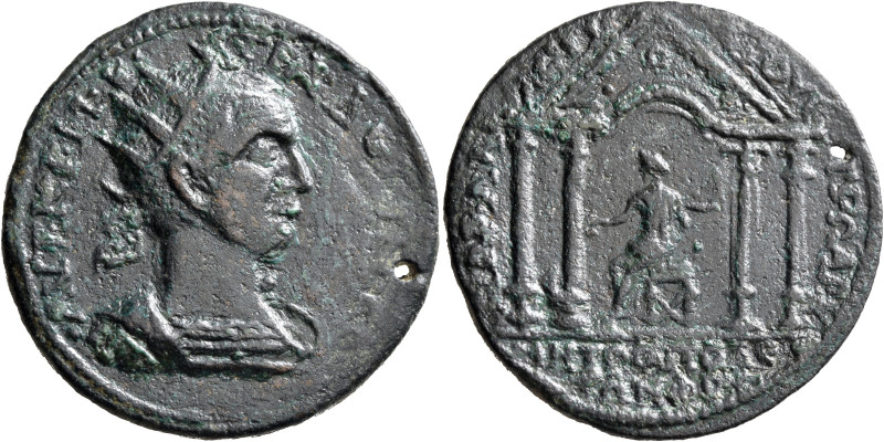 PHRYGIA. Metropolis. Trajan Decius, 249-251. Hexassarion (Bronze, 37 mm, 19.12 g...