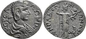 PHRYGIA. Synnada. Salonina, Augusta, 254-268. Tetrassarion (Bronze, 27 mm, 11.23 g, 6 h). KOP CA-ΛONЄINA C-ЄB Draped bust of Salonina to right. Rev. C...