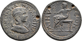 LYCIA. Limyra. Tranquillina, Augusta, 241-244. Hexassarion (?) (Bronze, 30 mm, 18.44 g, 12 h). CΑΒΙΝЄΙΑ ΤΡΑΝΚΥΛΛЄΙΝΑ CЄΒ Diademed and draped bust of T...