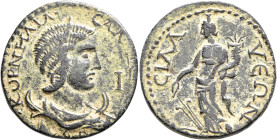 PAMPHYLIA. Sillyum. Salonina, Augusta, 254-268. 10 Assaria (Bronze, 36 mm, 25.70 g, 12 h). ΚΟΡΝΗΛΙΑ CAΛ[ΩΝΙΝΑ C]ЄB Diademed and draped bust of Salonin...