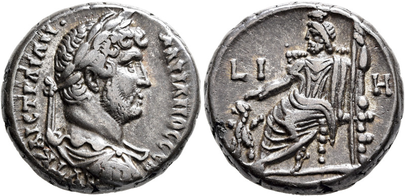 EGYPT. Alexandria. Hadrian, 117-138. Tetradrachm (Billon, 25 mm, 13.94 g, 12 h),...