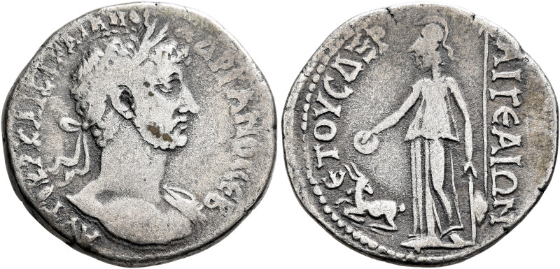 CILICIA. Aegeae. Hadrian, 117-138. Tridrachm (Silver, 25 mm, 9.02 g, 12 h), CY 1...