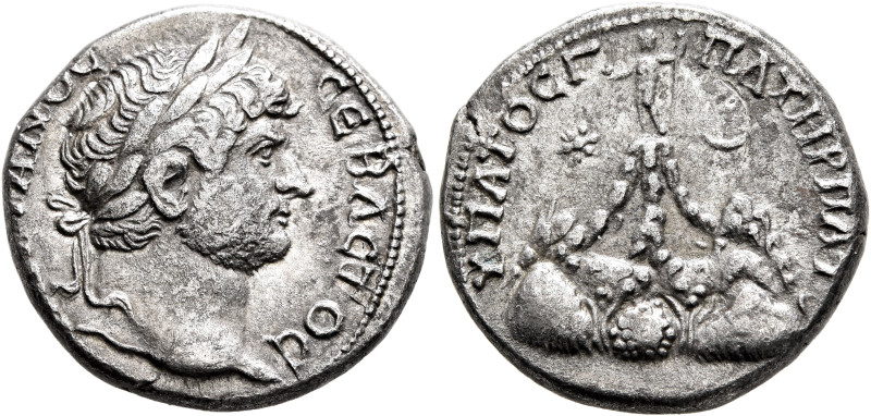 CAPPADOCIA. Caesaraea-Eusebia. Hadrian, 117-138. Didrachm (Silver, 20 mm, 6.57 g...