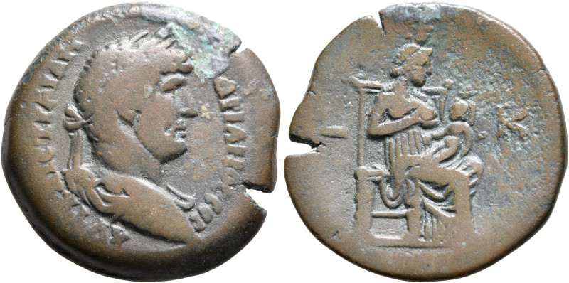 EGYPT. Alexandria. Hadrian, 117-138. Hemidrachm (Bronze, 29 mm, 13.93 g, 12 h), ...