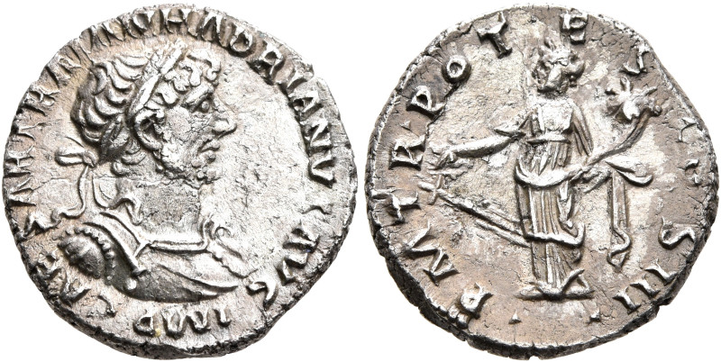 Hadrian, 117-138. Denarius (Silver, 18 mm, 2.66 g, 6 h), Antiochia, 119. IMP CAE...