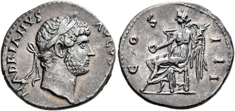 Hadrian, 117-138. Denarius (Silver, 18 mm, 3.48 g, 7 h), uncertain mint in the E...