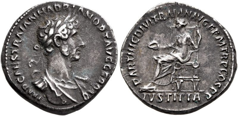 Hadrian, 117-138. Denarius (Silver, 18 mm, 3.45 g, 6 h), Rome, August-December 1...