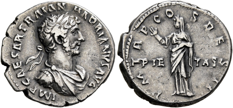 Hadrian, 117-138. Denarius (Silver, 19 mm, 3.36 g, 7 h), Rome, August-December 1...