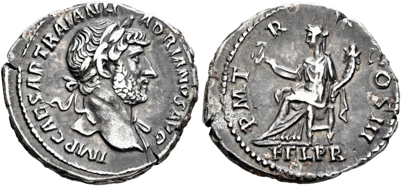 Hadrian, 117-138. Denarius (Silver, 19 mm, 3.34 g, 6 h), Rome, circa late 120-12...