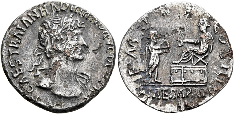 Hadrian, 117-138. Denarius (Subaeratus, 18 mm, 2.11 g, 6 h), a contemporary plat...