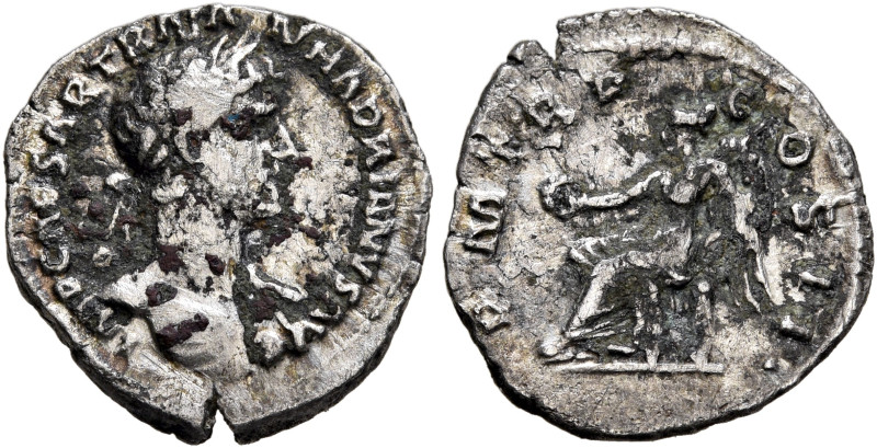 Hadrian, 117-138. Quinarius (Silver, 14 mm, 1.00 g, 6 h), Rome, circa late 120-1...