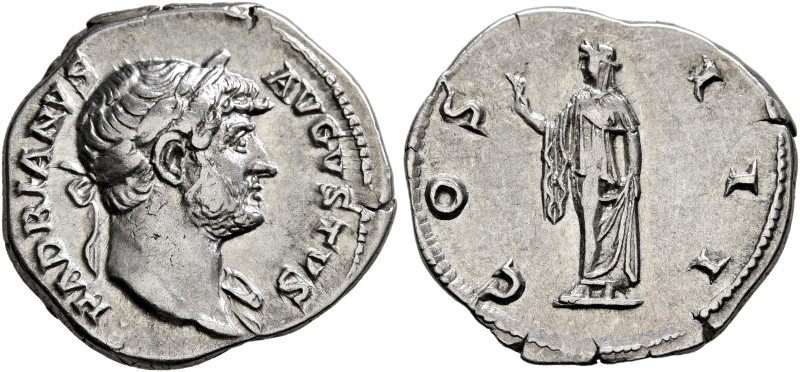 Hadrian, 117-138. Denarius (Silver, 19 mm, 3.10 g, 6 h), Rome, circa 124-125. HA...