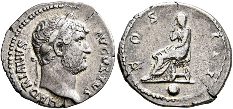 Hadrian, 117-138. Denarius (Silver, 19 mm, 3.20 g, 6 h), Rome, circa 126-127. HA...