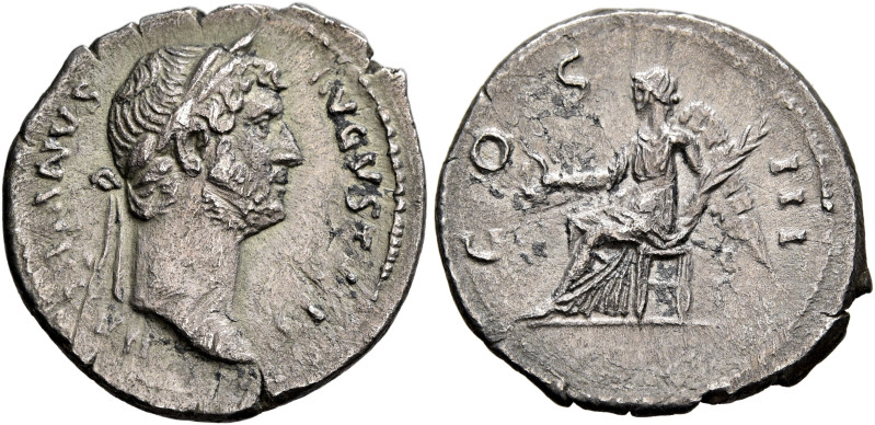 Hadrian, 117-138. Denarius (Silver, 19 mm, 2.92 g, 6 h), Rome, 128-circa 129. HA...