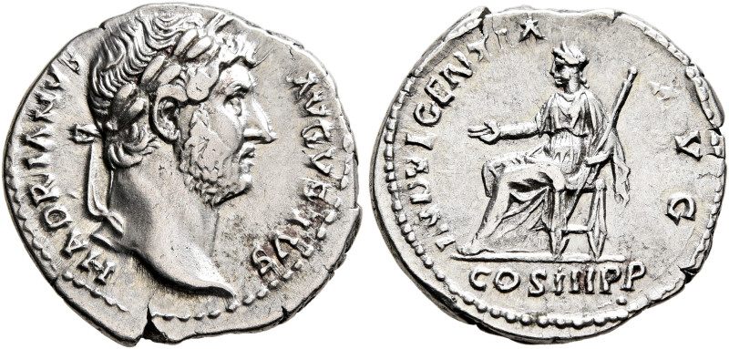 Hadrian, 117-138. Denarius (Silver, 18 mm, 3.15 g, 6 h), Rome, circa 129-130. HA...