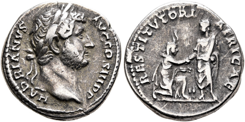 Hadrian, 117-138. Denarius (Silver, 17 mm, 3.42 g, 6 h), Rome, circa 130-133. HA...