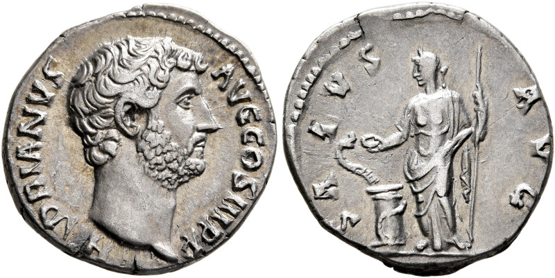 Hadrian, 117-138. Denarius (Silver, 18 mm, 3.18 g, 6 h), Rome, 137-July 138. HAD...