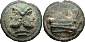 Anonymous, circa 225-217 BC. Aes Grave As (Bronze, 66 mm, 272.30 g, 12 h), libral cast series. Rome. Head of bearded Janus; all on a raised disk. Rev....