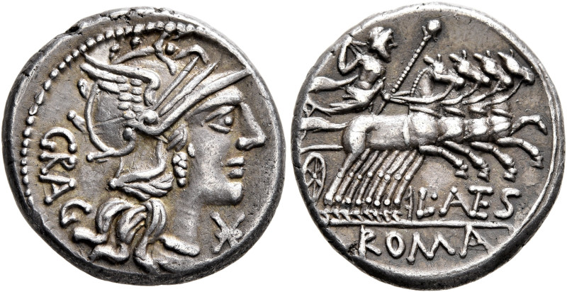 L. Antestius Gragulus, 136 BC. Denarius (Silver, 19 mm, 3.89 g, 2 h), Rome. GRAG...