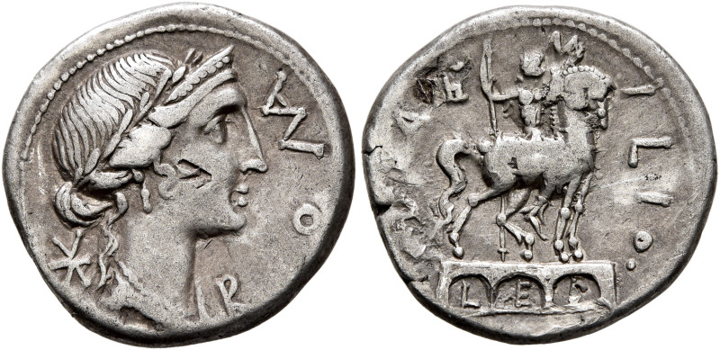 Man. Aemilius Lepidus, 114-113 BC. Denarius (Silver, 19 mm, 3.78 g, 7 h), Rome. ...