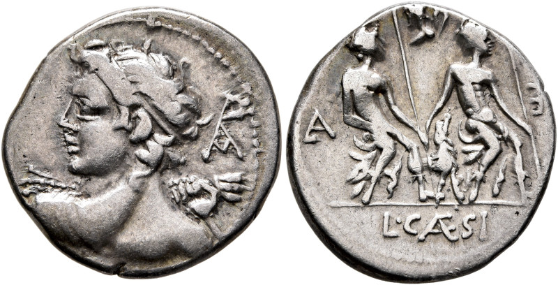 Lucius Caesius, 112-111 BC. Denarius (Silver, 20 mm, 3.87 g, 3 h), Rome. Draped ...