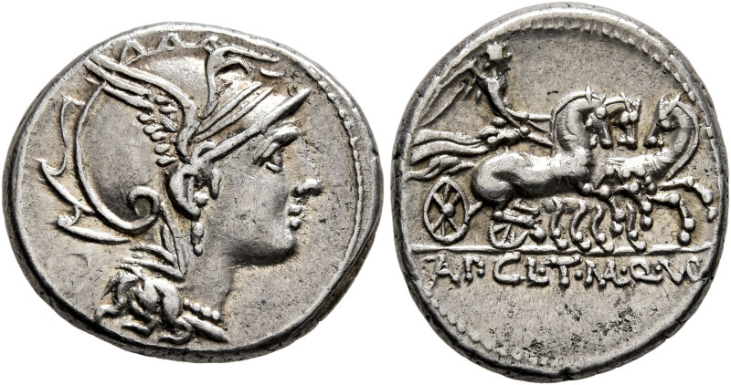 Appius Claudius Pulcher, T. Manlius Mancius and Q. Urbinius, 111-110 BC. Denariu...