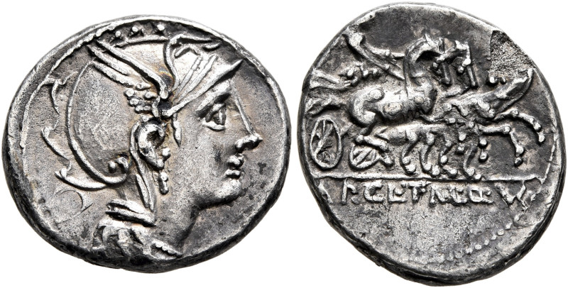 Appius Claudius Pulcher, T. Manlius Mancius and Q. Urbinius, 111-110 BC. Denariu...