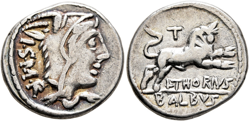 L. Thorius Balbus, 105 BC. Denarius (Silver, 18 mm, 3.80 g, 8 h), Rome. I•S•M•R ...