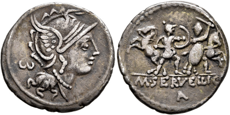 M. Servilius C.f, 100 BC. Denarius (Silver, 21 mm, 3.71 g, 11 h), Rome. Head of ...