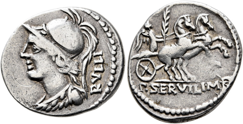 P. Servilius M.f. Rullus, 100 BC. Denarius (Silver, 22 mm, 3.87 g, 7 h), Rome. R...