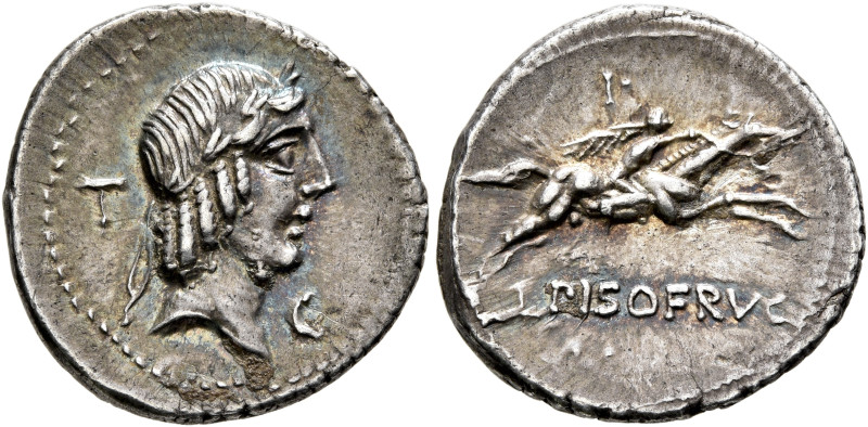 L. Calpurnius Piso Frugi, 90 BC. Denarius (Silver, 19 mm, 3.69 g, 5 h), Rome. La...