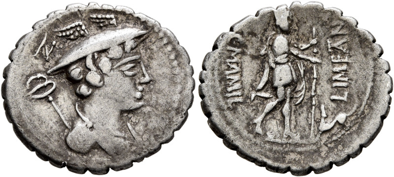 C. Mamilius Limetanus, 82 BC. Denarius (Silver, 20 mm, 4.00 g, 12 h), Rome. Drap...