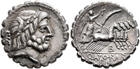 Q. Antonius Balbus, 83-82 BC. Denarius (Silver, 18 mm, 3.82 g, 6 h), Rome. Laureate head of Jupiter to right; behind, S•C. Rev. Q• ANT O•B AL B / PR V...