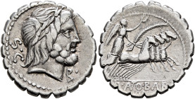 Q. Antonius Balbus, 83-82 BC. Denarius (Silver, 19 mm, 3.76 g, 6 h), Rome. Laureate head of Jupiter to right; behind, S•C; to right, B•. Rev. Q• ANT O...