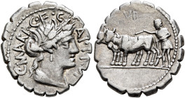 C. Marius C.f. Capito, 81 BC. Denarius (Silver, 20 mm, 4.00 g, 6 h), Rome. C•MARI•C•F•CAPIT•VI Draped bust of Ceres to right. Rev. Ploughman with a yo...