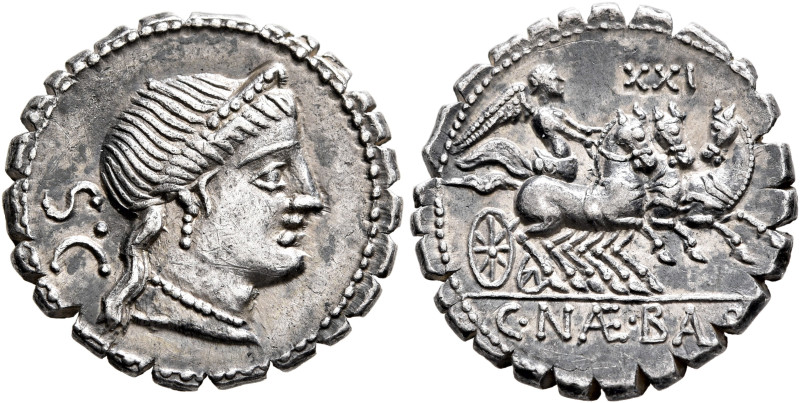 C. Naevius Balbus, 79 BC. Denarius (Silver, 19 mm, 3.77 g, 3 h), Rome. Diademed ...