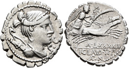 Ti. Claudius Ti.f. Ap.n. Nero, 79 BC. Denarius (Silver, 20 mm, 3.52 g, 7 h), Rome. S•C Diademed and draped bust of Diana to right, with bow and quiver...
