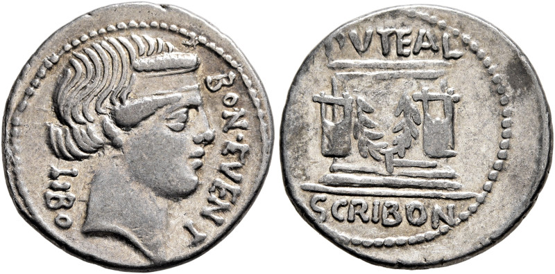 L. Scribonius Libo, 62 BC. Denarius (Silver, 20 mm, 3.81 g, 9 h), Rome. BON•EVEN...